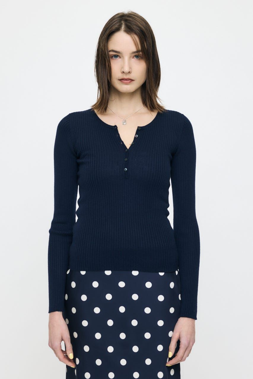MOUSSY「CALM TOUCH HENRY NECK トップス」|ニット・セーター|D/NVY3