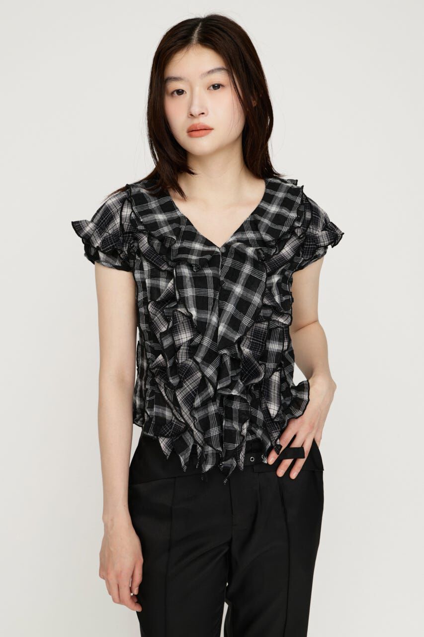 SLY「MIX FRILL COMPACT ブラウス」|シャツ・ブラウス|M/BLK7