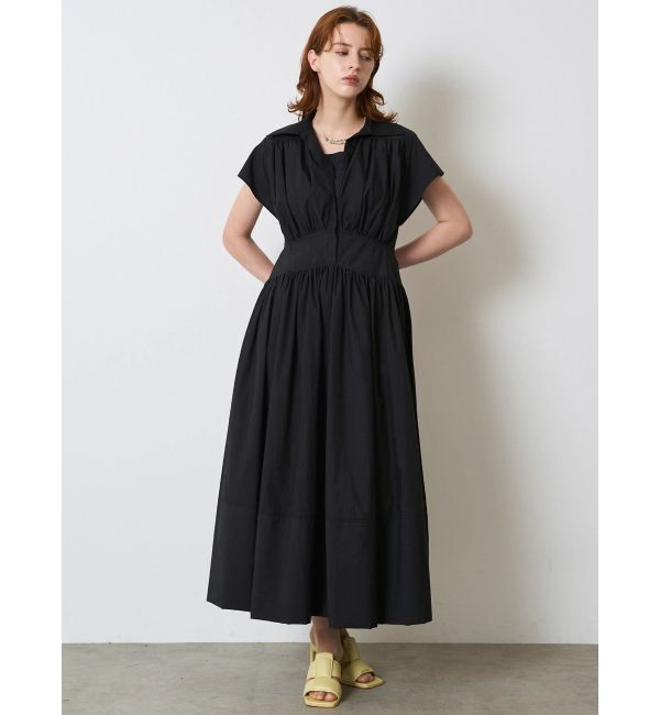 ELENDEEK「ROUND SLEEVE GATHER OP」|ワンピース|ブラック