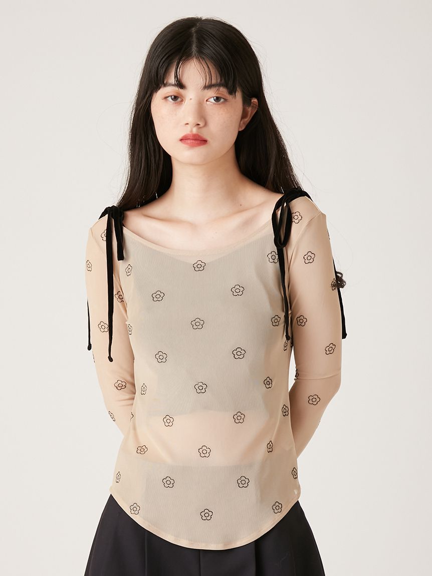 LILY BROWN「【LILY BROWN&times;MARY QUANT】デイジー柄シアーチュールトップス」|Tシャツ・カットソー|BEG