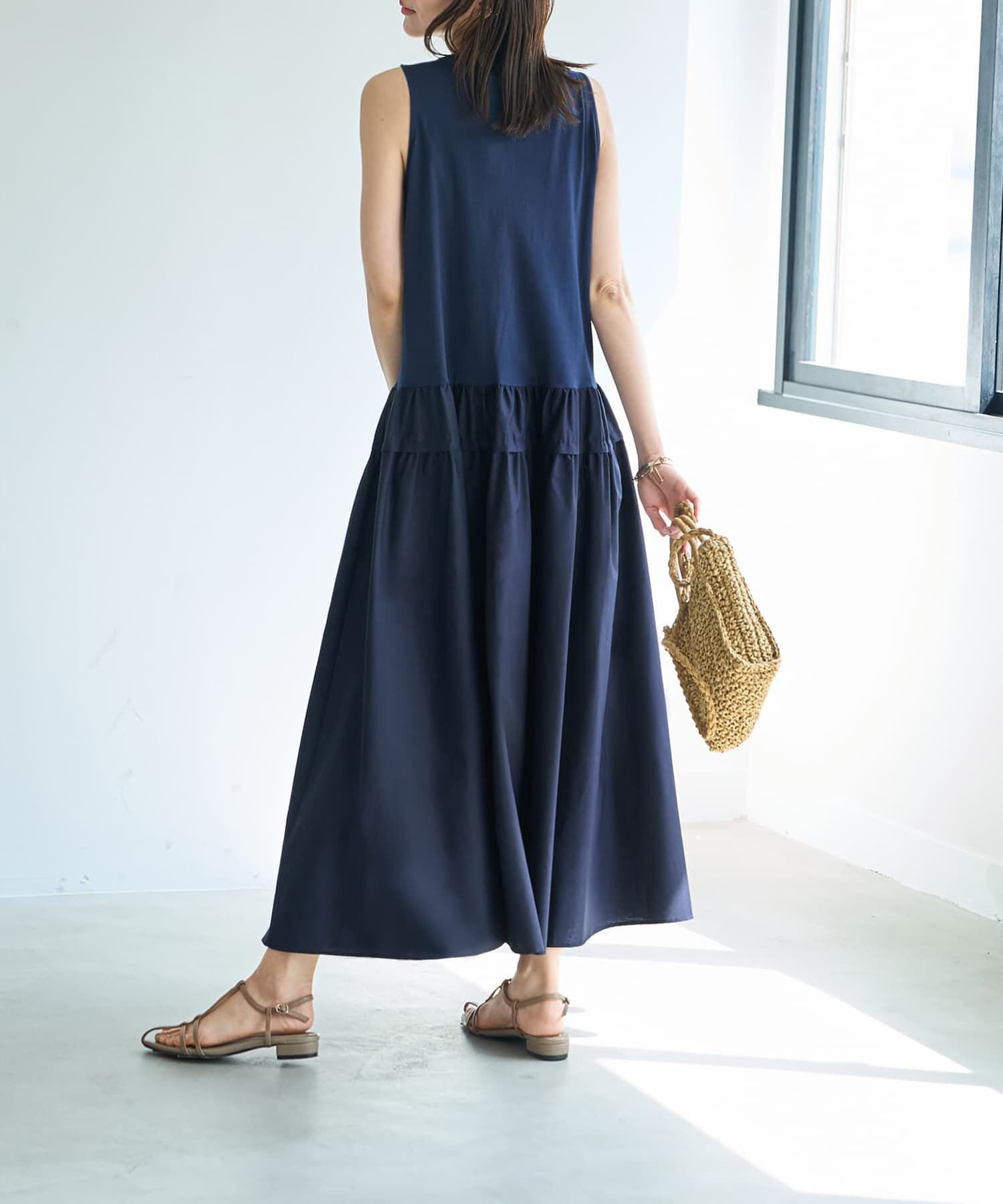 STYLE DELI「【Made in JAPAN】生地コンビボリュームスカートワンピース」|ワンピース|