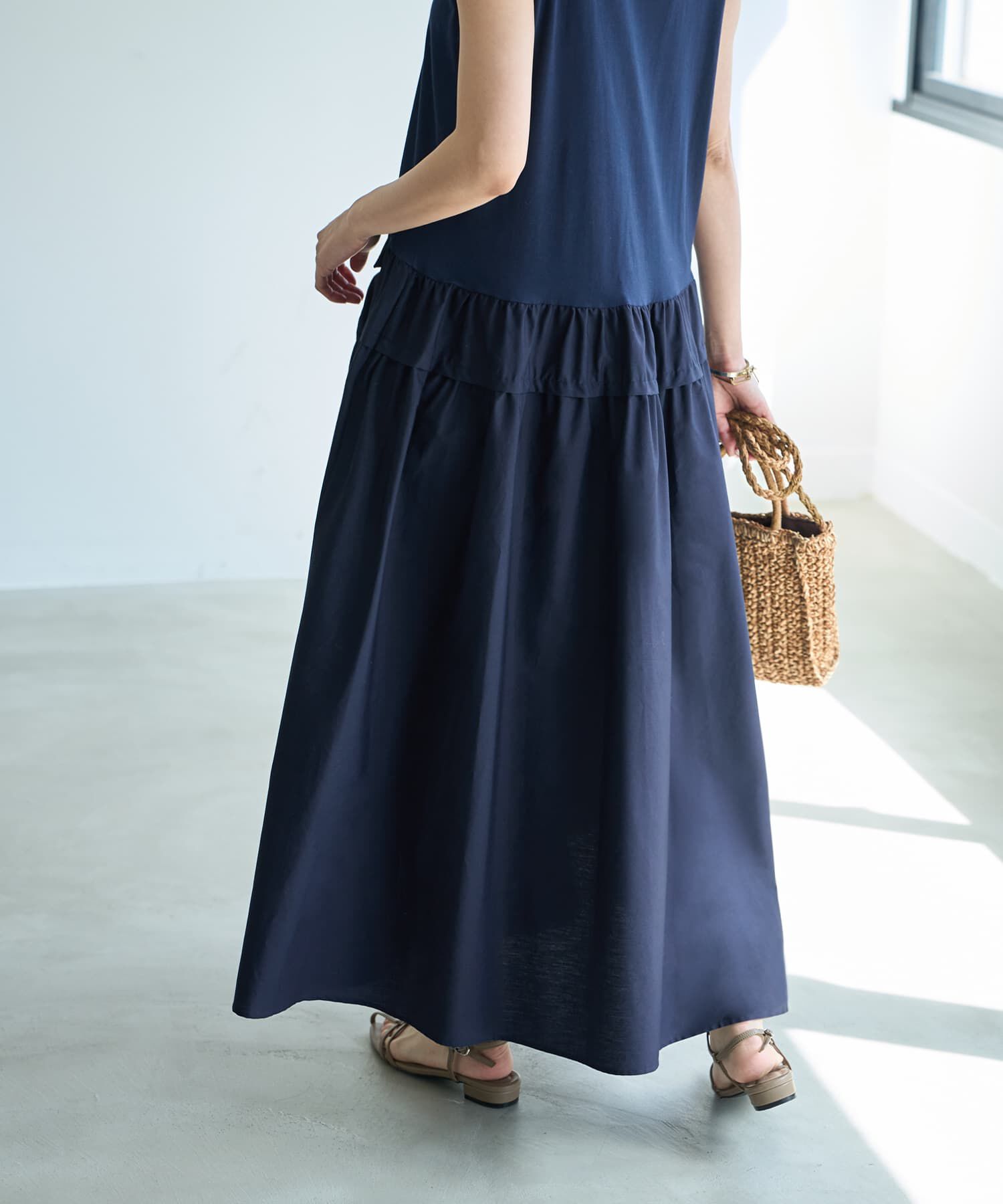 STYLE DELI「【Made in JAPAN】生地コンビボリュームスカートワンピース」|ワンピース|