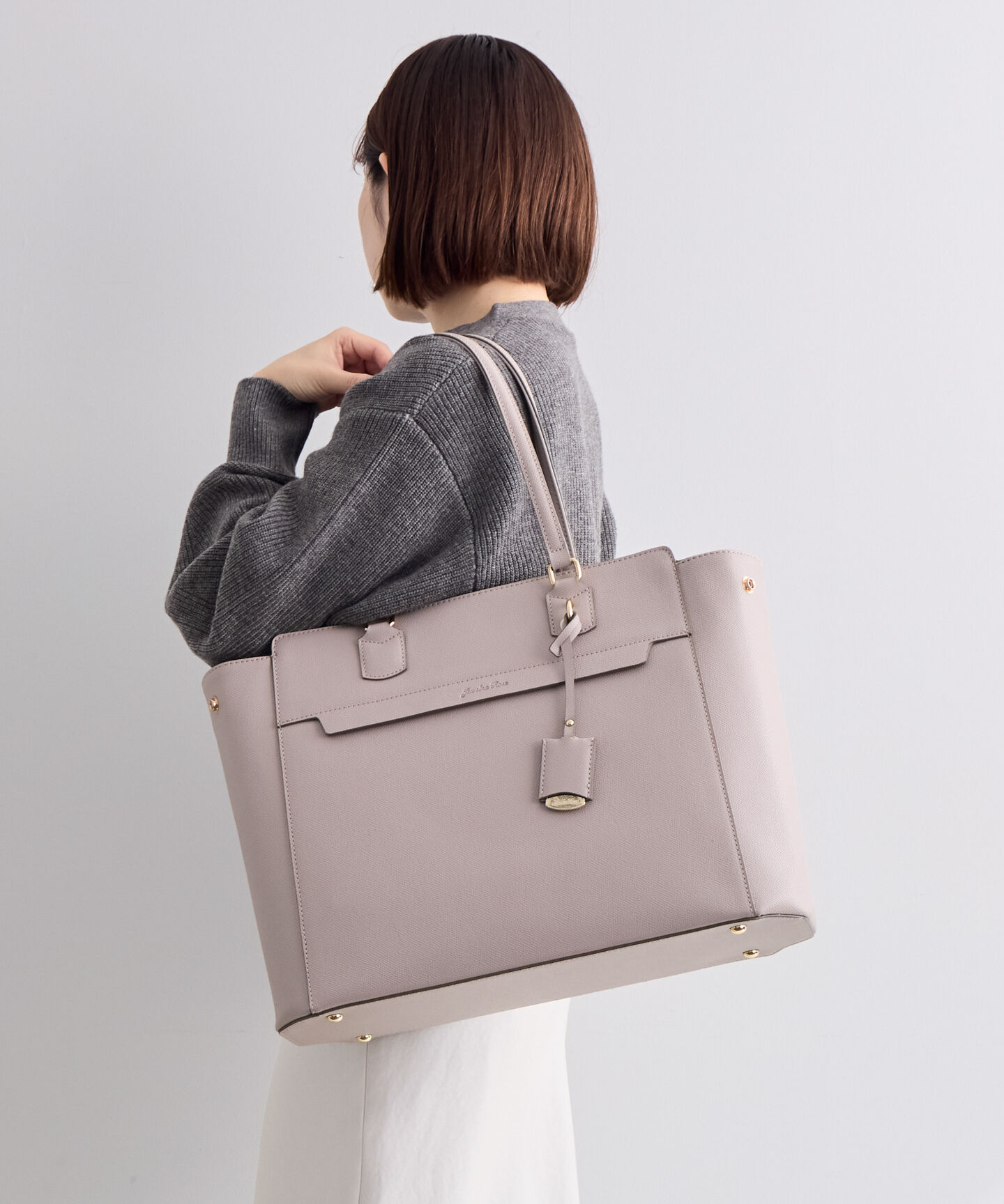 Jewelna Rose「ジュエルナローズ リモハピ トートバッグ A4サイズ PC収納 通勤 リモートワーク 15.6インチ 10771」|トートバッグ|モーヴグレー
