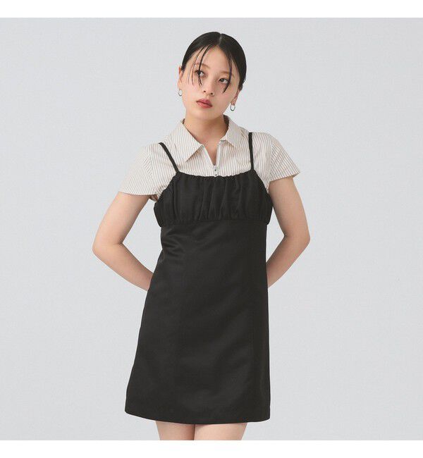 Ray BEAMS 「サテン ミニ キャミソール ワンピース」|ワンピース|BLACK