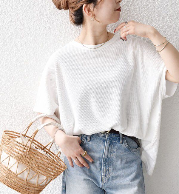 SHIPS any「SHIPS any:〈洗濯機可能〉ワッフル ワイド TEE」|Tシャツ・カットソー|ホワイト
