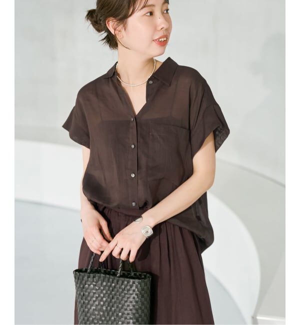 Spick and Span「《セットアップ可》ラミーブレンドフレンチスリーブシャツ」|シャツ・ブラウス|
