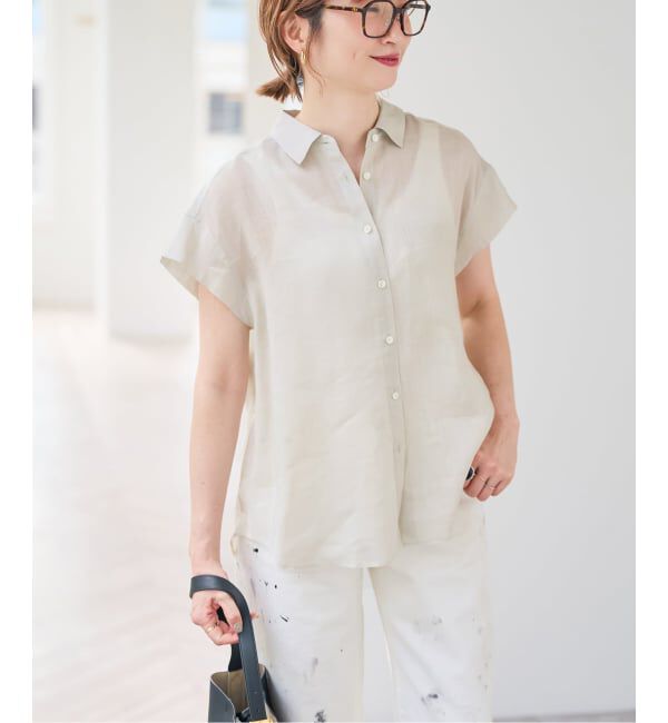 Spick and Span「《セットアップ可》ラミーブレンドフレンチスリーブシャツ」|シャツ・ブラウス|