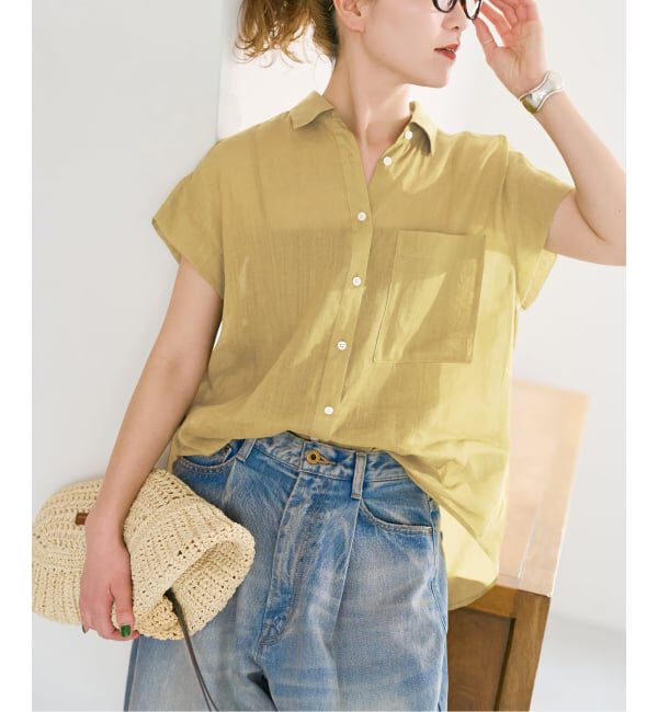 Spick and Span「《セットアップ可》ラミーブレンドフレンチスリーブシャツ」|シャツ・ブラウス|