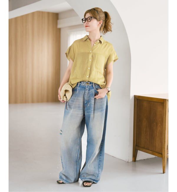 Spick and Span「《セットアップ可》ラミーブレンドフレンチスリーブシャツ」|シャツ・ブラウス|