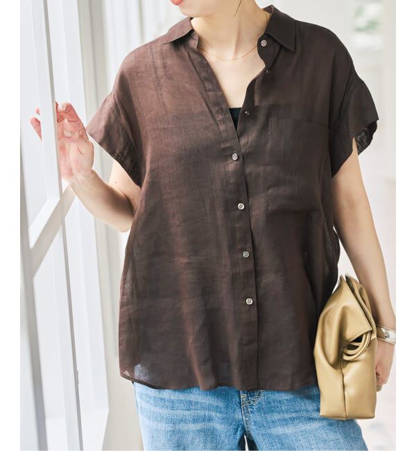 Spick and Span「《セットアップ可》ラミーブレンドフレンチスリーブシャツ」|シャツ・ブラウス|