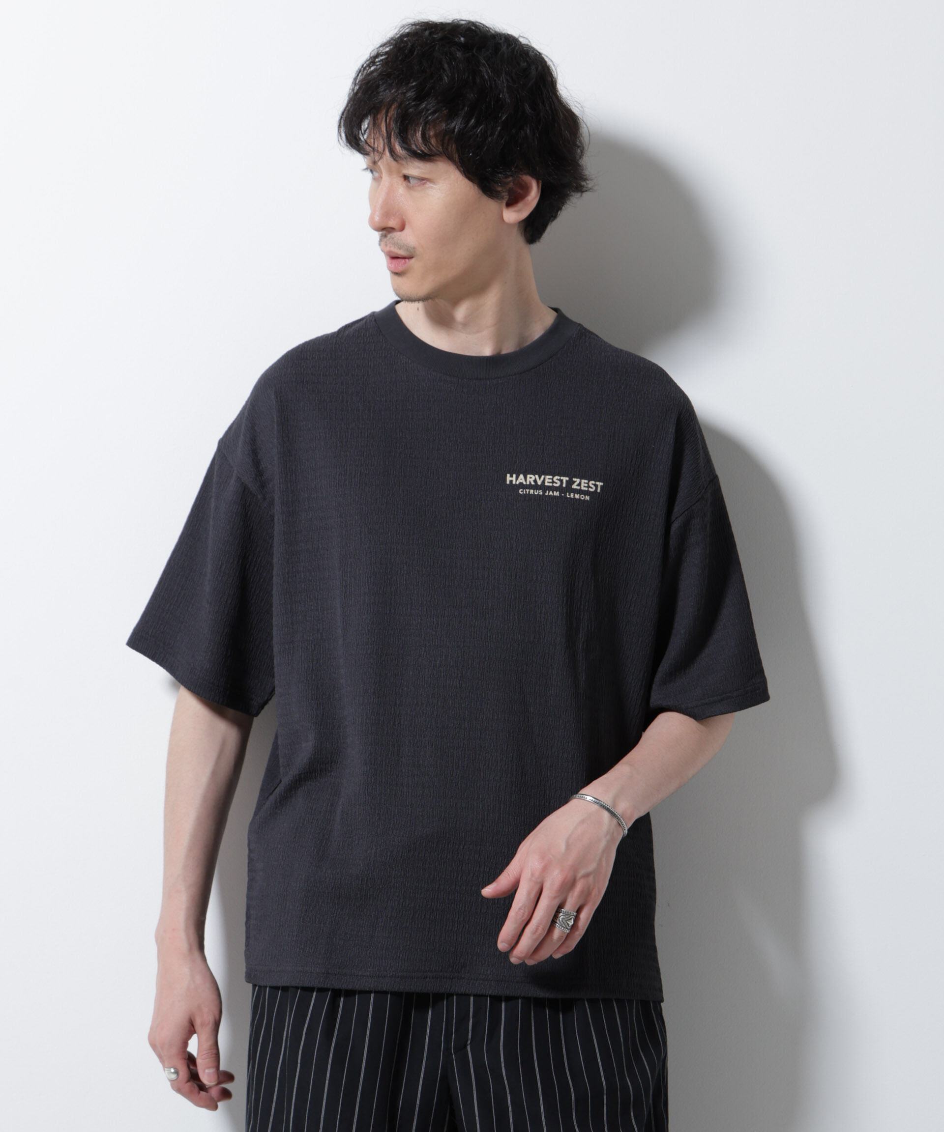nano･universe「楊柳プリントTシャツ 半袖」|Tシャツ・カットソー|チャコール3