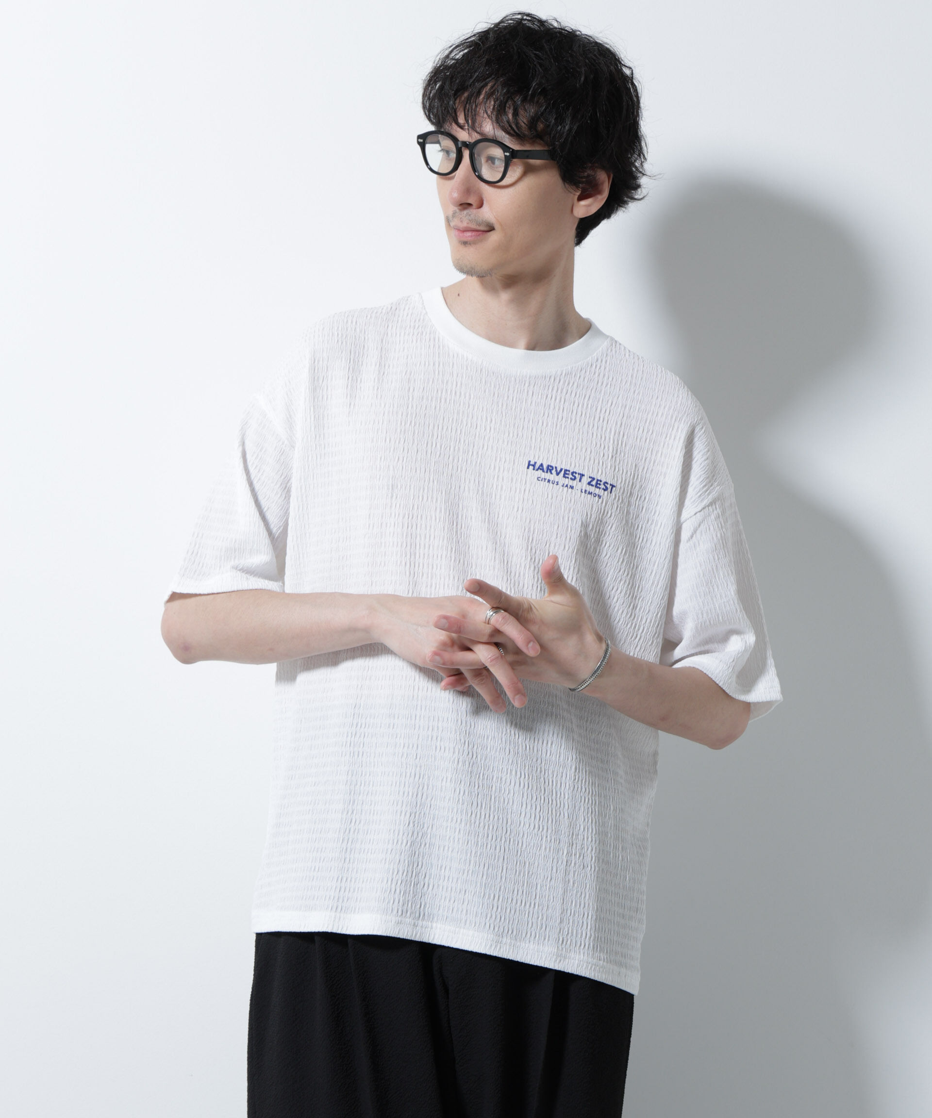 nano･universe「楊柳プリントTシャツ 半袖」|Tシャツ・カットソー|ホワイト