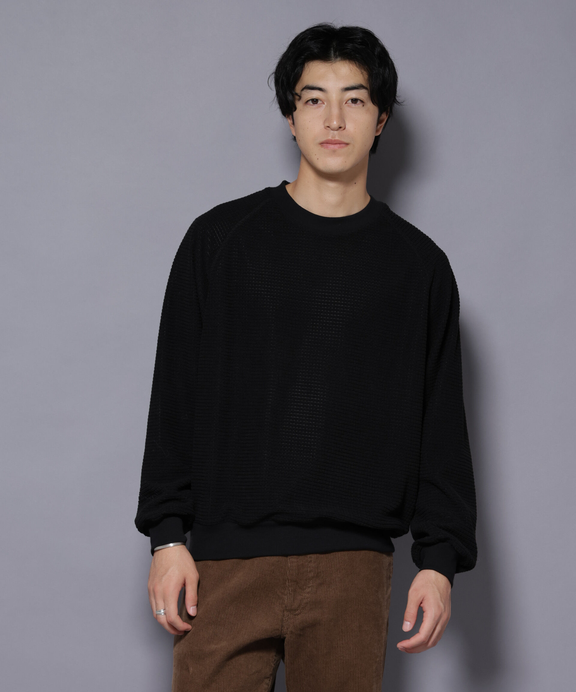 NANO universe「NORMANBROS別注 ワッフルフリース 長袖」|Tシャツ・カットソー|ブラック