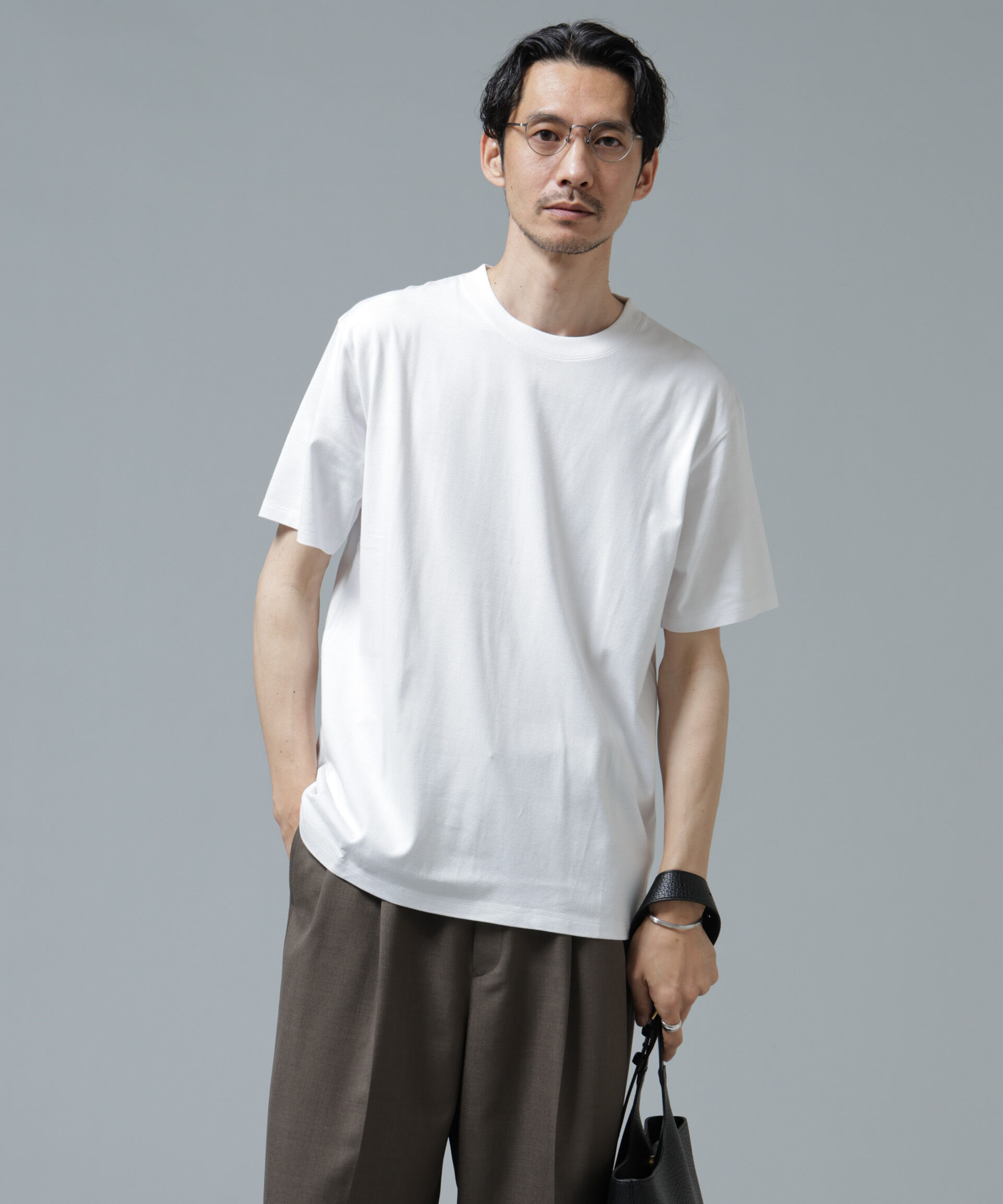 NANO universe「Anti Soaked(R) 汗染み防止 ライトウェイト 5.6oz ミドルシルエットTシャツ」|Tシャツ・カットソー|