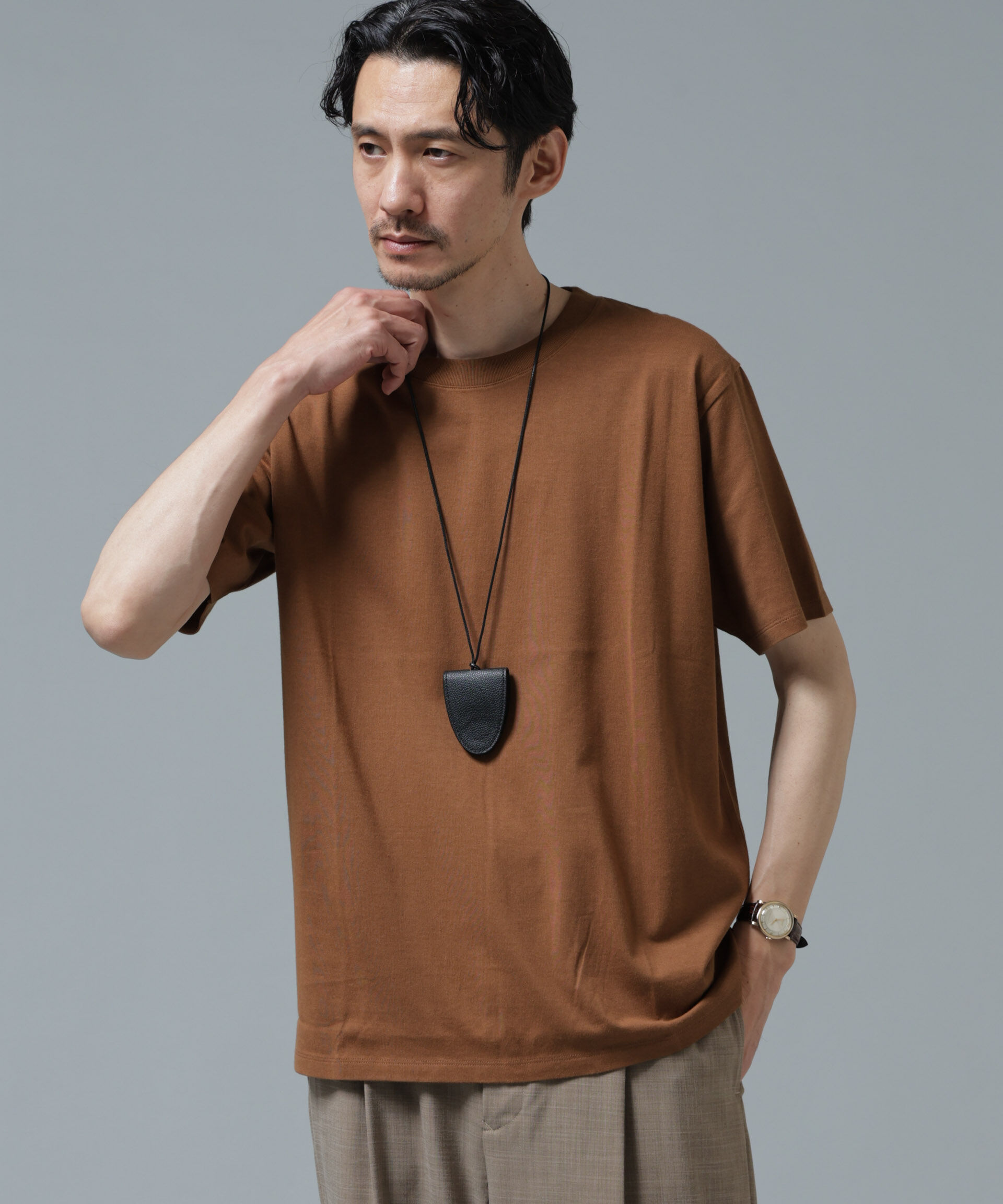 NANO universe「Anti Soaked(R) 汗染み防止 ライトウェイト 5.6oz ミドルシルエットTシャツ」|Tシャツ・カットソー|