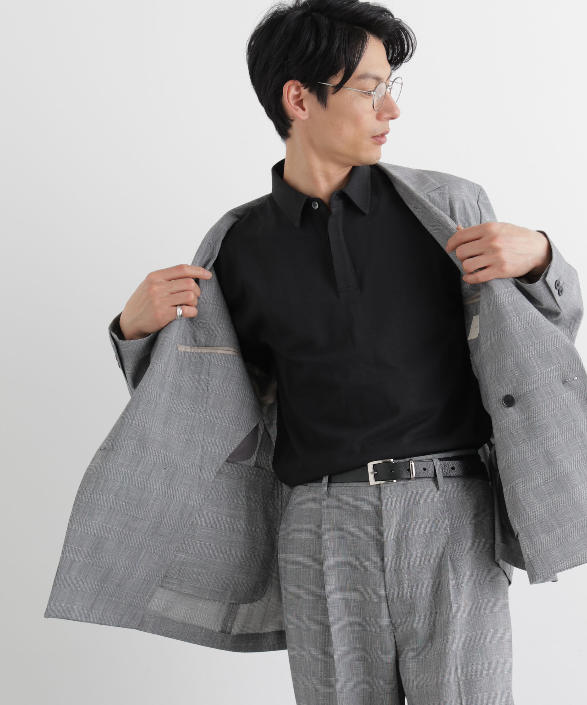 nano･universe「Anti Soaked(R) 汗染み防止 比翼ポロシャツ」|Tシャツ・カットソー|ブラック
