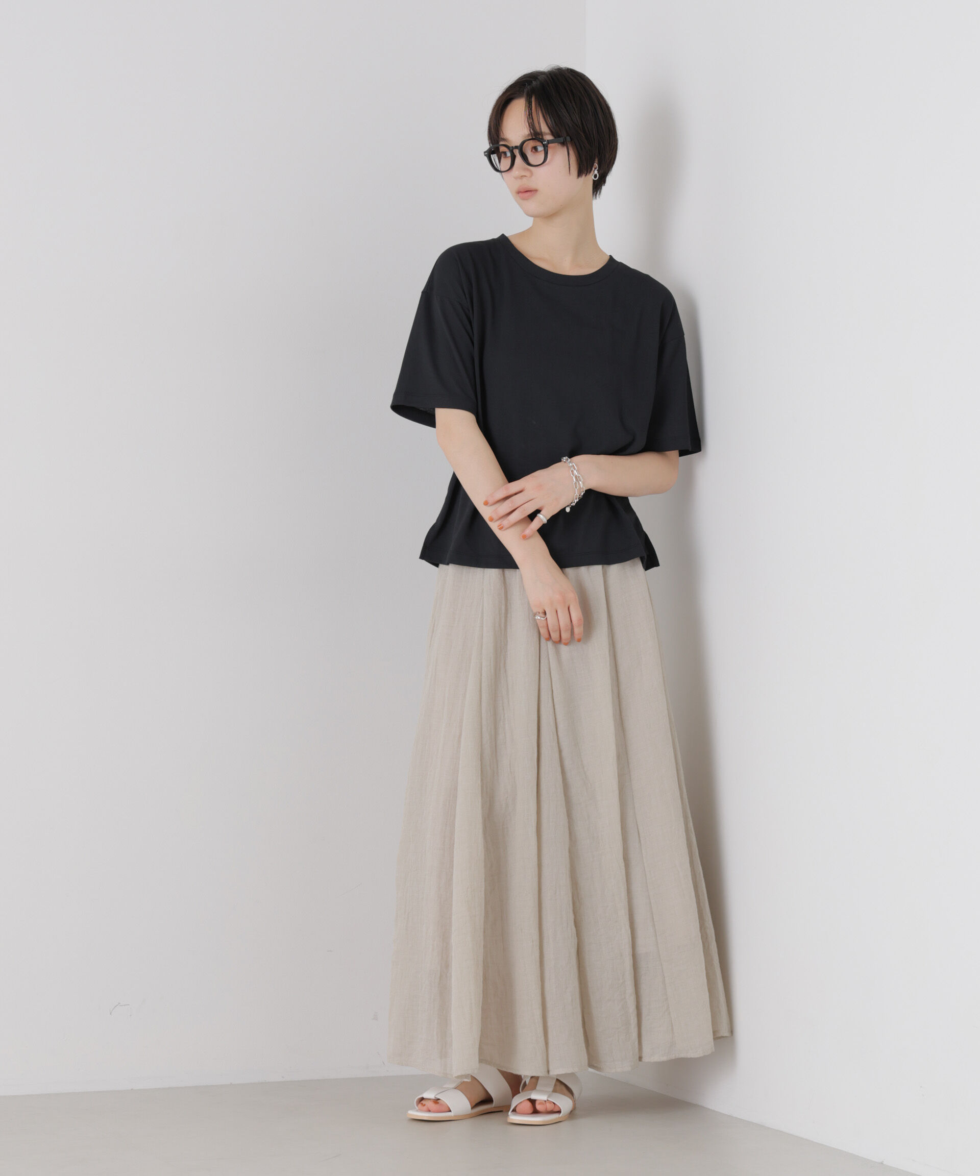 nano･universe「汗隠糸加工&多彩機能カットソー素材 クルーネックトップス」|Tシャツ・カットソー|