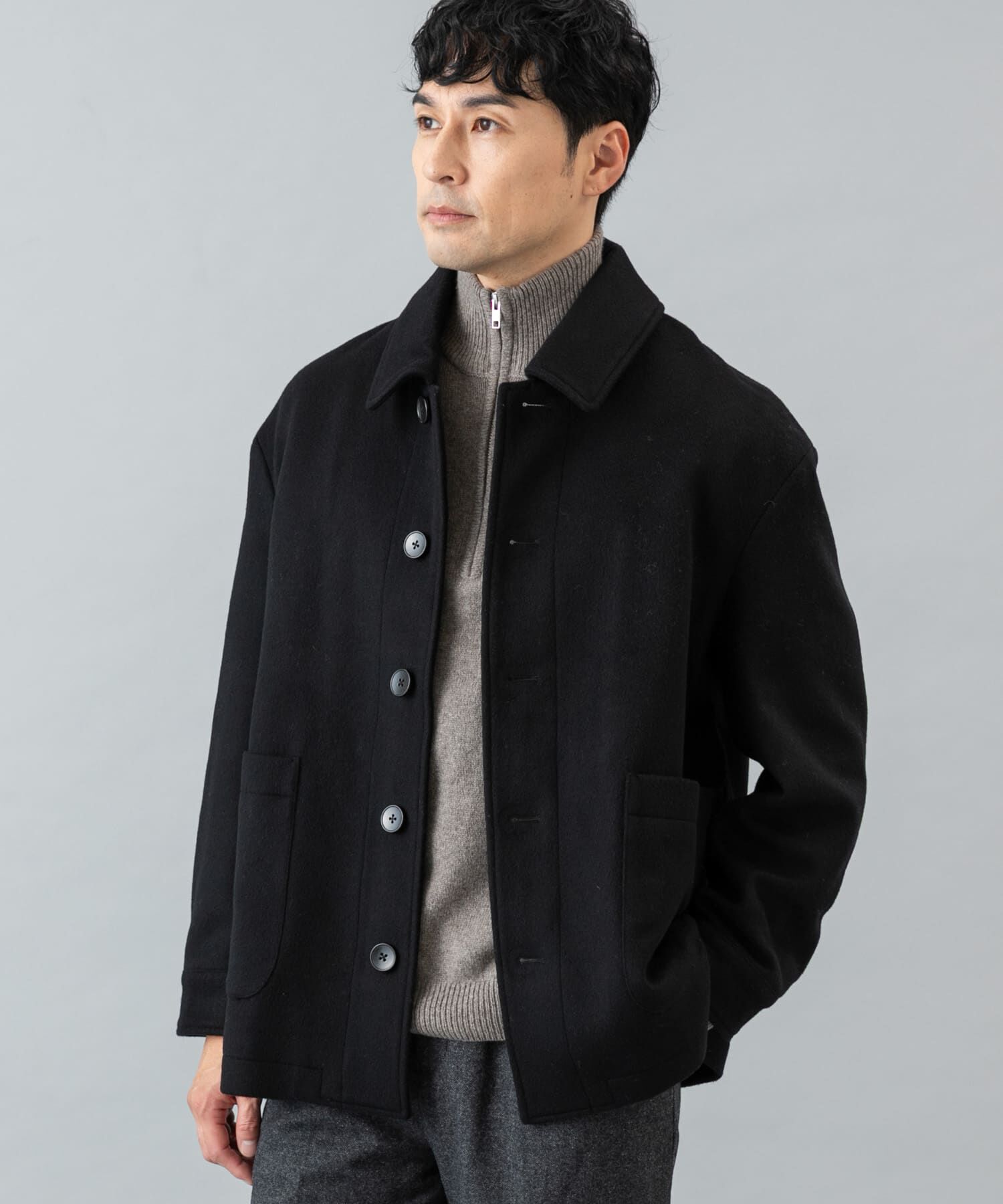 URBAN RESEARCH ROSSO「スーパー100 シングルPコート」|ピーコート|ブラック