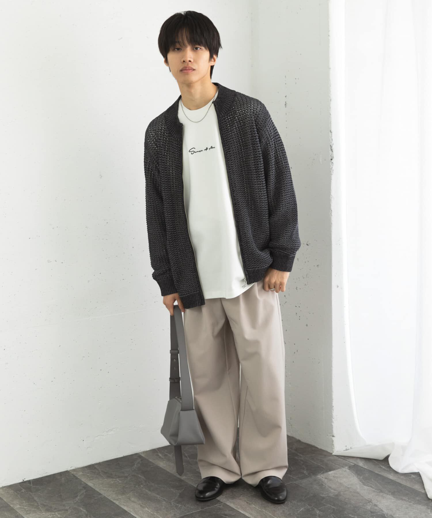 SENSE OF PLACE by URBAN RESEARCH「『ユニセックス』『洗濯可』シアーメッシュドライバーズカーディガン」|カーディガン|