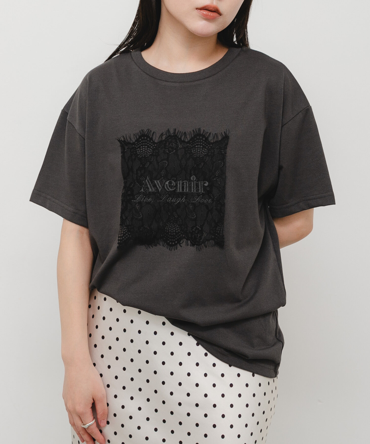 SENSE OF PLACE by URBAN RESEARCH「レースロゴTシャツ」|Tシャツ・カットソー|チャコールグレー