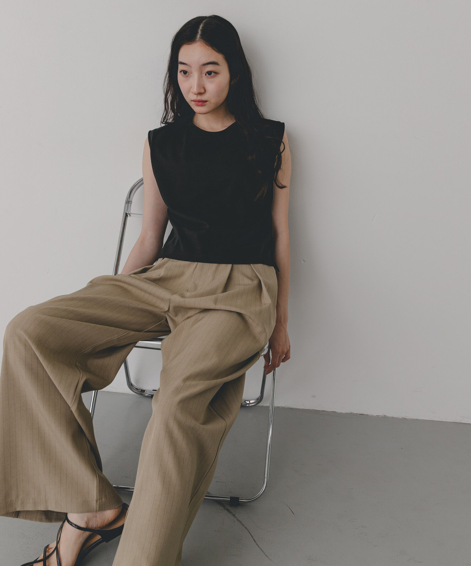 SENSE OF PLACE by URBAN RESEARCH「『汗ジミ防止』SKINProofノースリーブロールTシャツ」|タンクトップ|ブラック