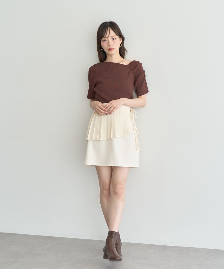 earth music&ecology「アシメネックリブニットプルオーバー」|ニット・セーター|
