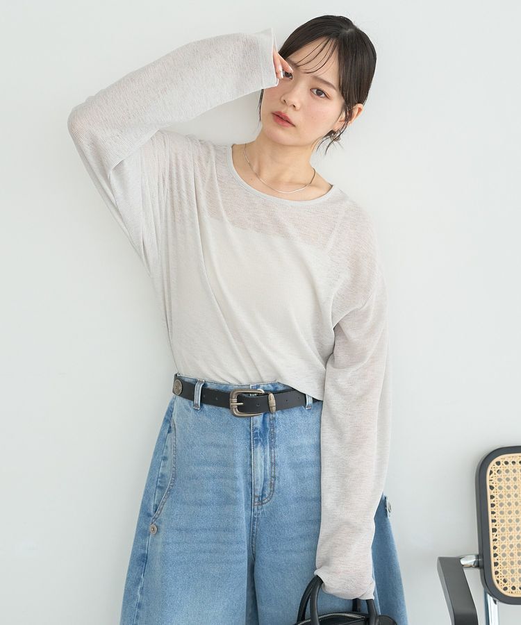 earth music&ecology「シアーワッフルプルオーバー」|Tシャツ・カットソー|Gray