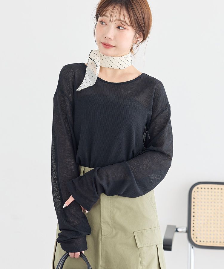 earth music&ecology「シアーワッフルプルオーバー」|Tシャツ・カットソー|Black