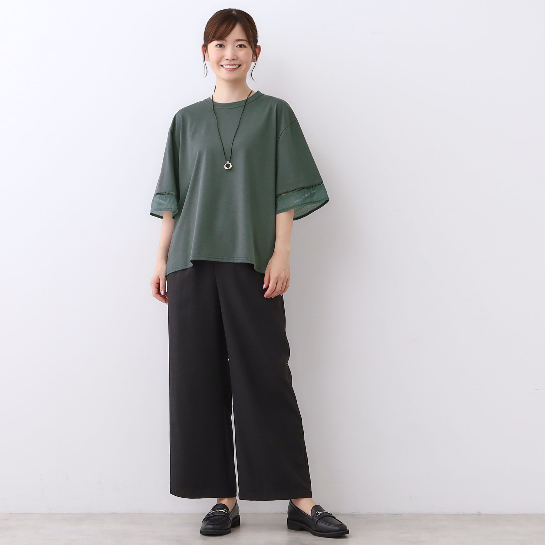 Reflect「【E‐QUALITY／体型カバー】シアー&times;レースデザインプルオーバー」|Tシャツ・カットソー|