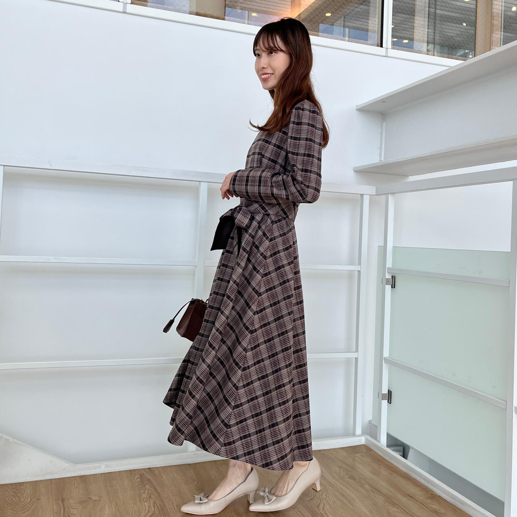 Couture broach「【大人可愛い・微起毛】先染めチェック柄フィット＆フレアワンピース」|ワンピース|
