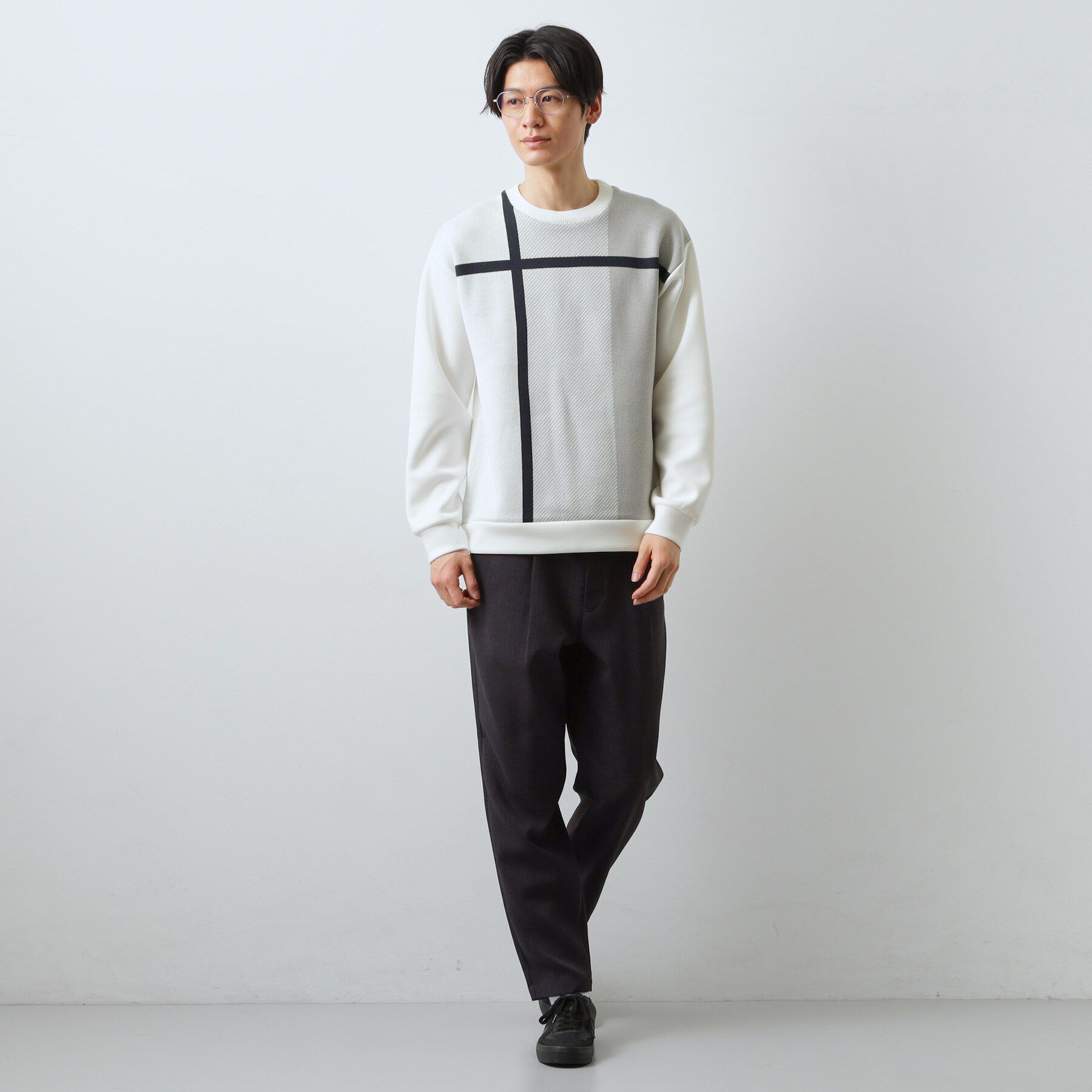 THE SHOP TK「チェック柄ダンボール スウェット 洗濯機OK」|Tシャツ・カットソー|