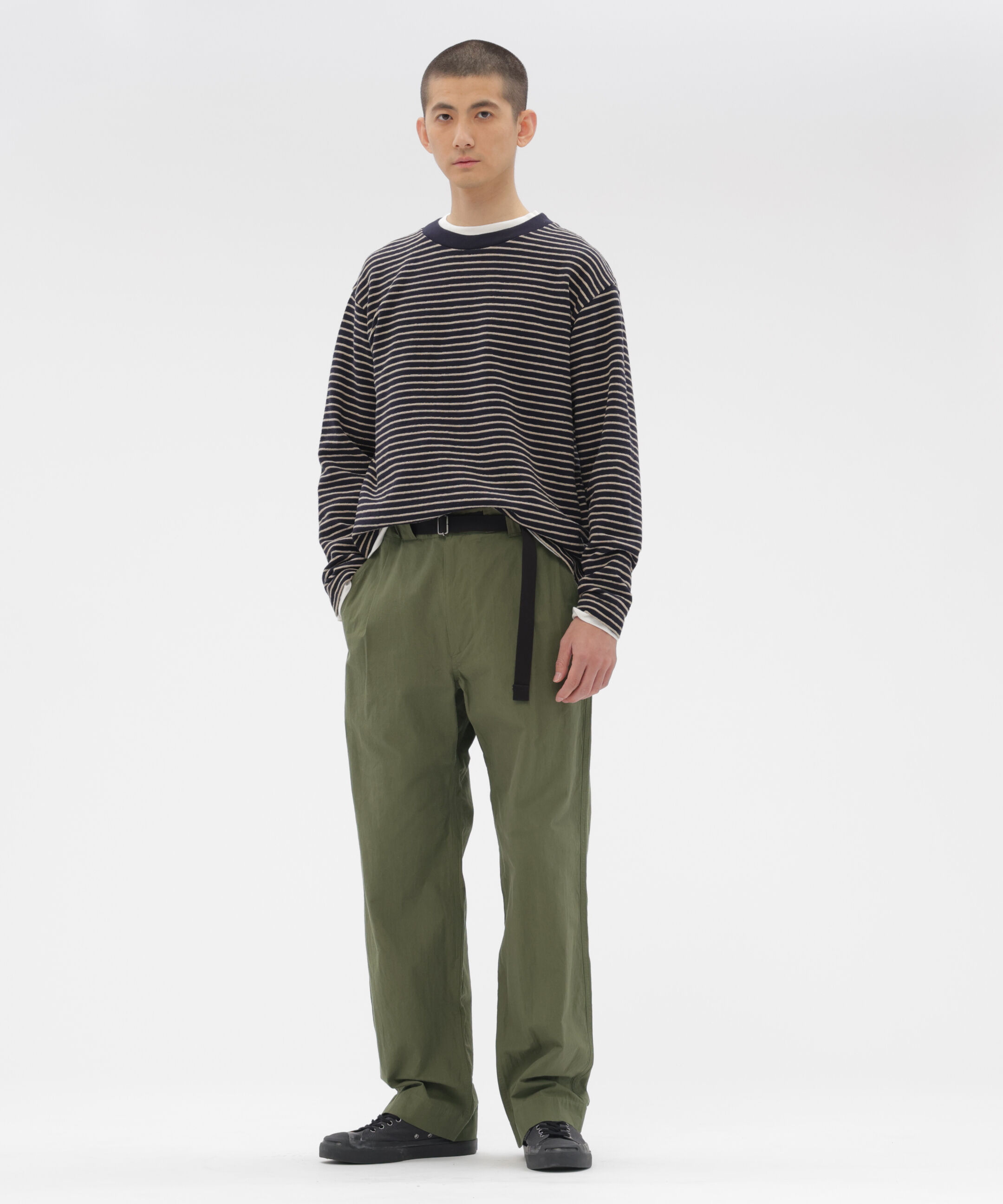 MHL.「TEXTURED COTTON STRIPE TOP」|Tシャツ・カットソー|