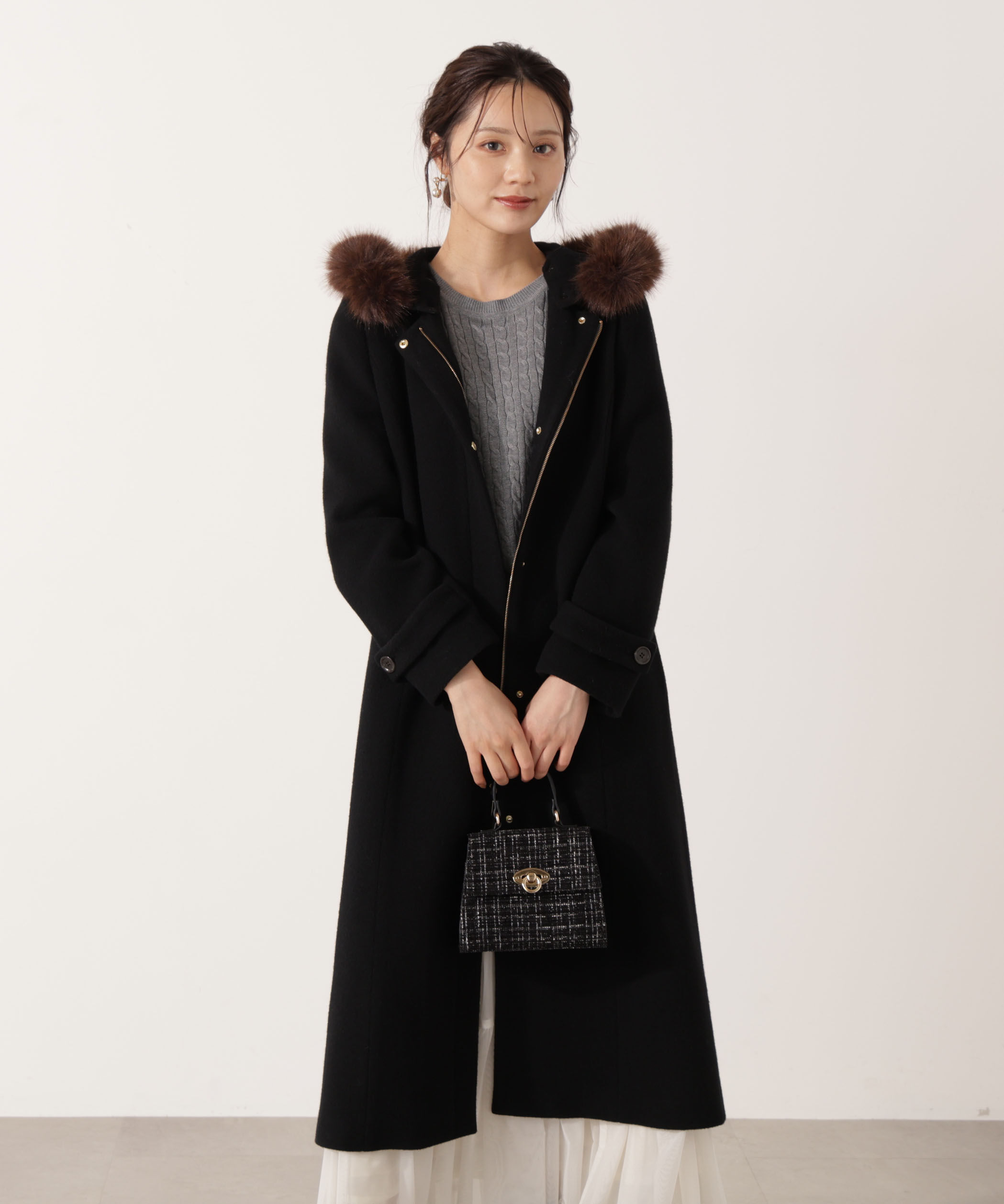PROPORTION BODY DRESSING「モッサフードフェイクファーロングコート 25AW」|その他|