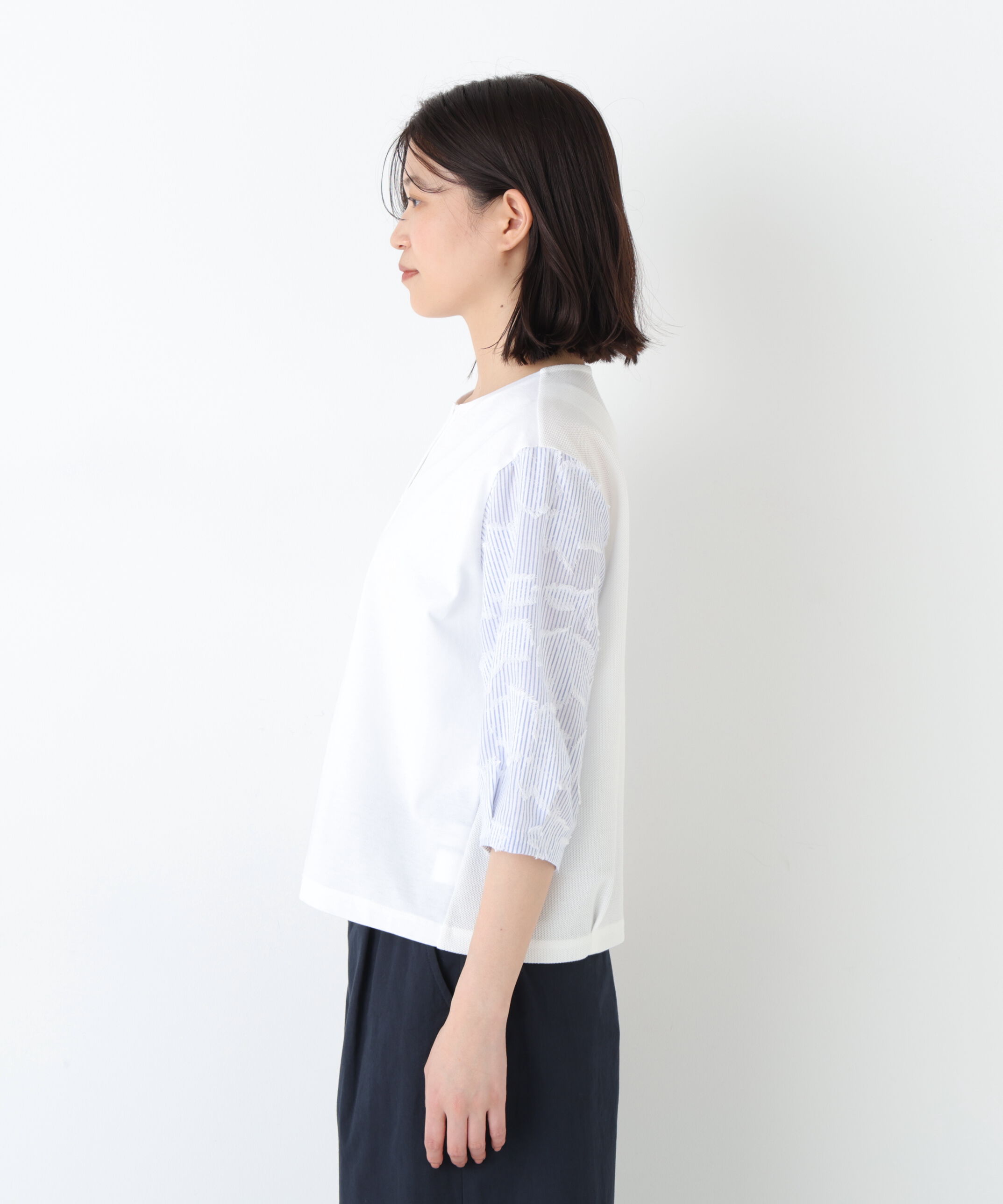  「◆カットジャガードストライプトップス」|Tシャツ・カットソー|