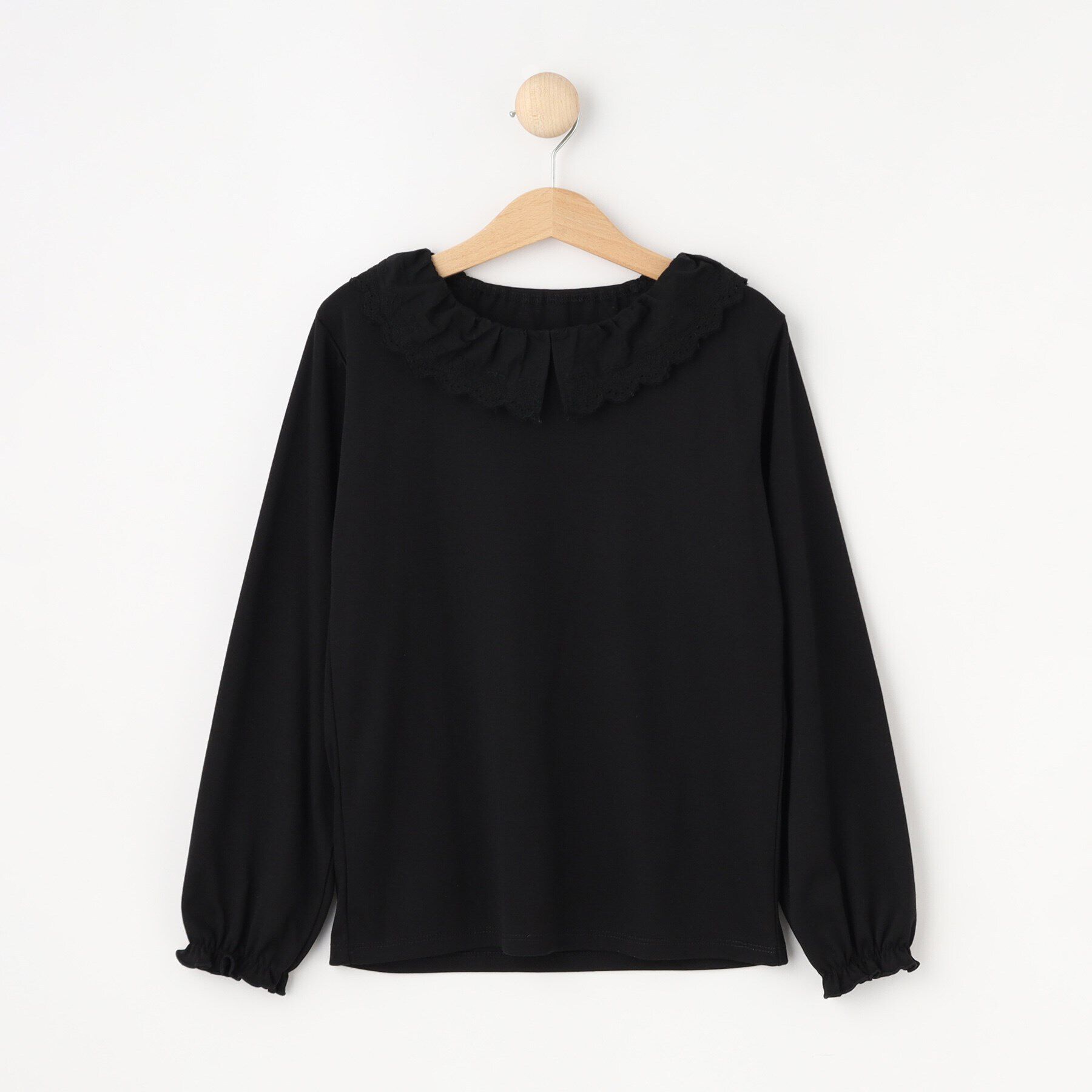 SHOO･LA･RUE「【100-140cm/プチセレ】レース衿インナープルオーバー」|Tシャツ・カットソー|ブラック(019)