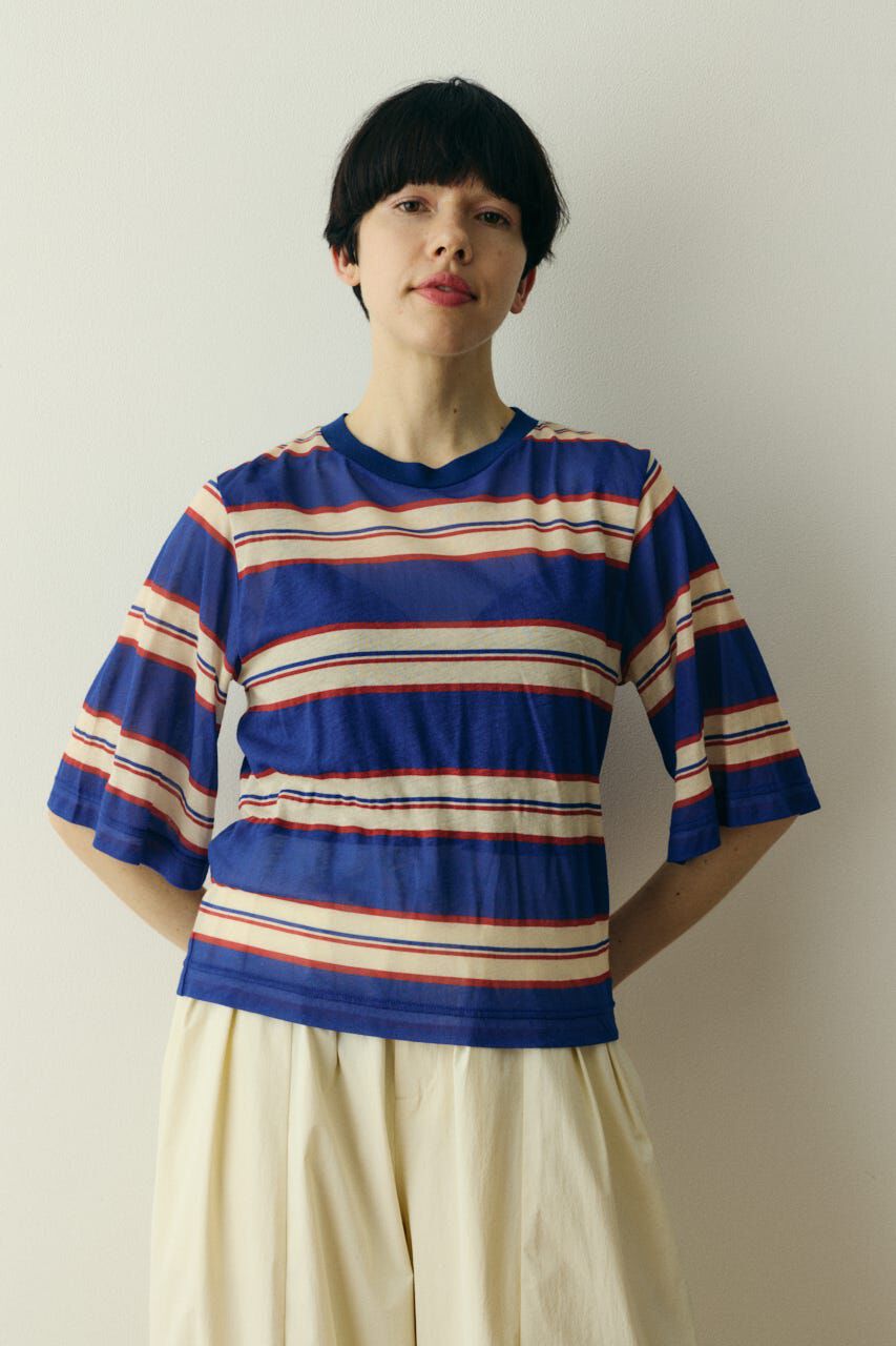 HeRIN.CYE「Border half tops」|Tシャツ・カットソー|柄BLU5