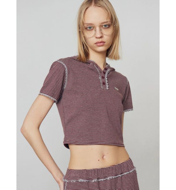 EMODA「レースラインフーディトップス」|Tシャツ・カットソー|レッド