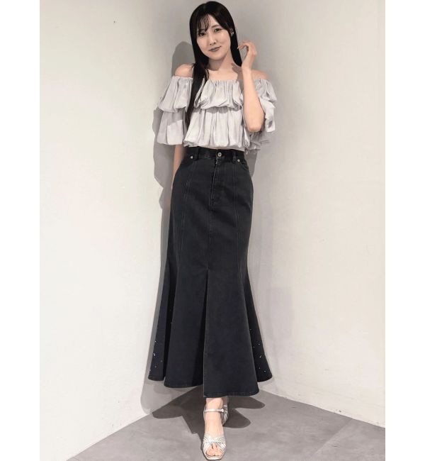 MERCURYDUO「ホットフィックスデニムマーメイドスカート」|スカート|