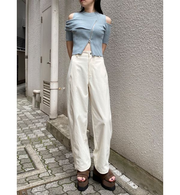 MURUA「ショルダーカットZIPハーフニット」|ニット・セーター|