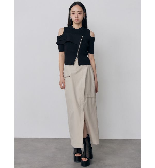 MURUA「ショルダーカットZIPハーフニット」|ニット・セーター|
