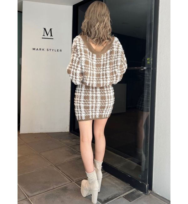 GYDA「シャギーCHECK PATTERN MIXニットスカートライクショートパンツ【SETUP着用可】」|スカート|