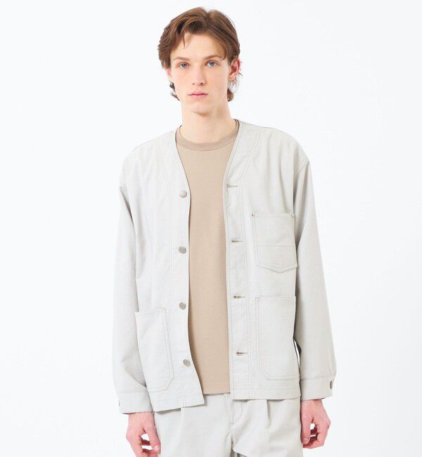 MACKINTOSH PHILOSOPHY「【WEEKENDER】 ノーカラーカバーオール ドライオックス/デニム」|ブルゾン・スタジャン|グレー