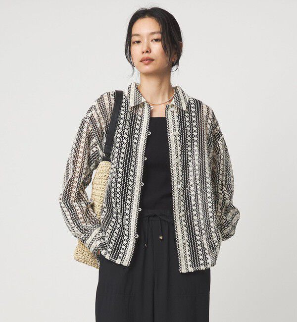 UNITED ARROWS green label relaxing「カラミレース シャツ」|シャツ・ブラウス|BLACK