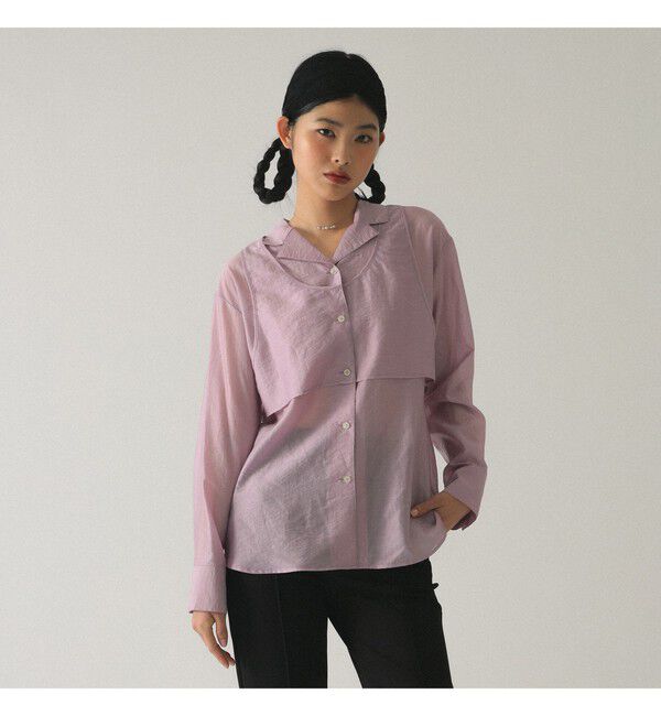 Ray BEAMS 「シアー レイヤード シャツ      26SS 日除け 紫外線対策 冷房対策 デザインシャツ 春夏」|シャツ・ブラウス|PINK