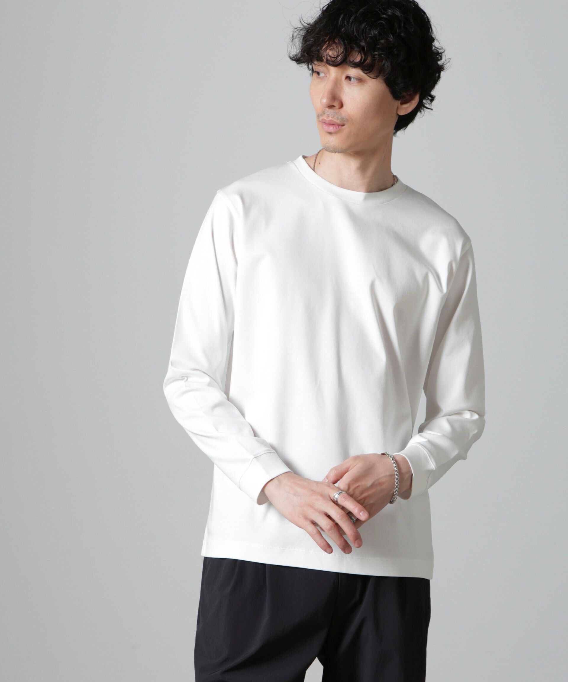 nano･universe「アンチスメルクルーネックTシャツ 長袖」|Tシャツ・カットソー|ホワイト