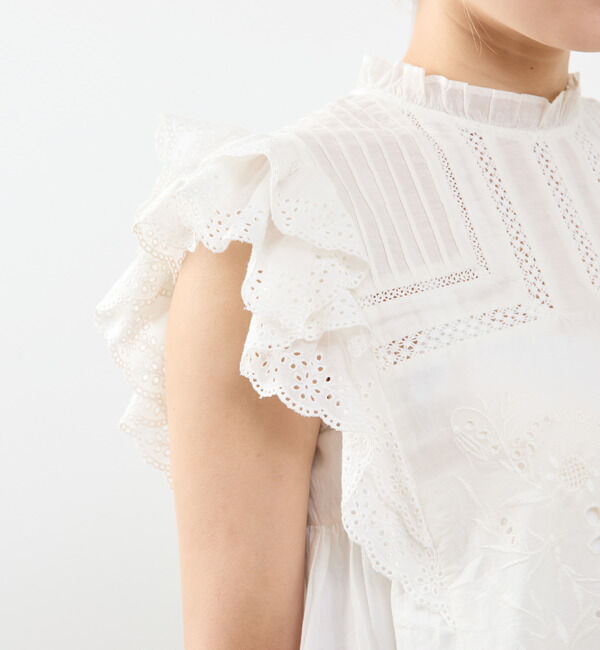 SOFFITTO「スカラ刺繍フリルブラウス」|シャツ・ブラウス|