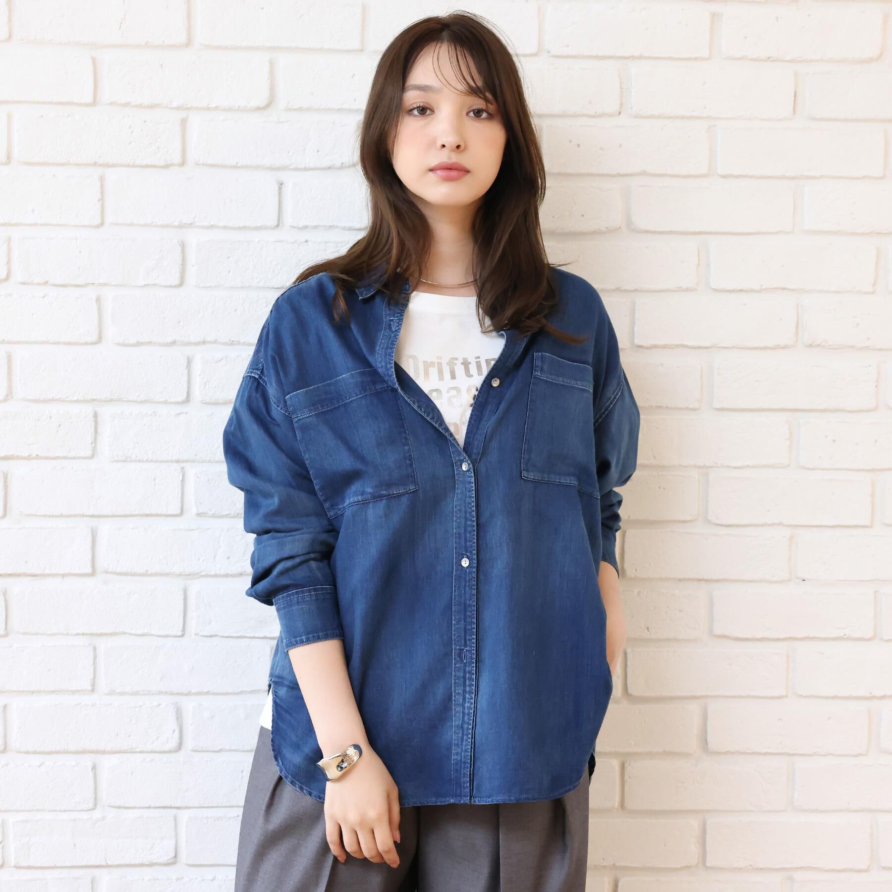 DRESSTERIOR「【夏デニム】シアーデニムシャツ」|シャツ・ブラウス|