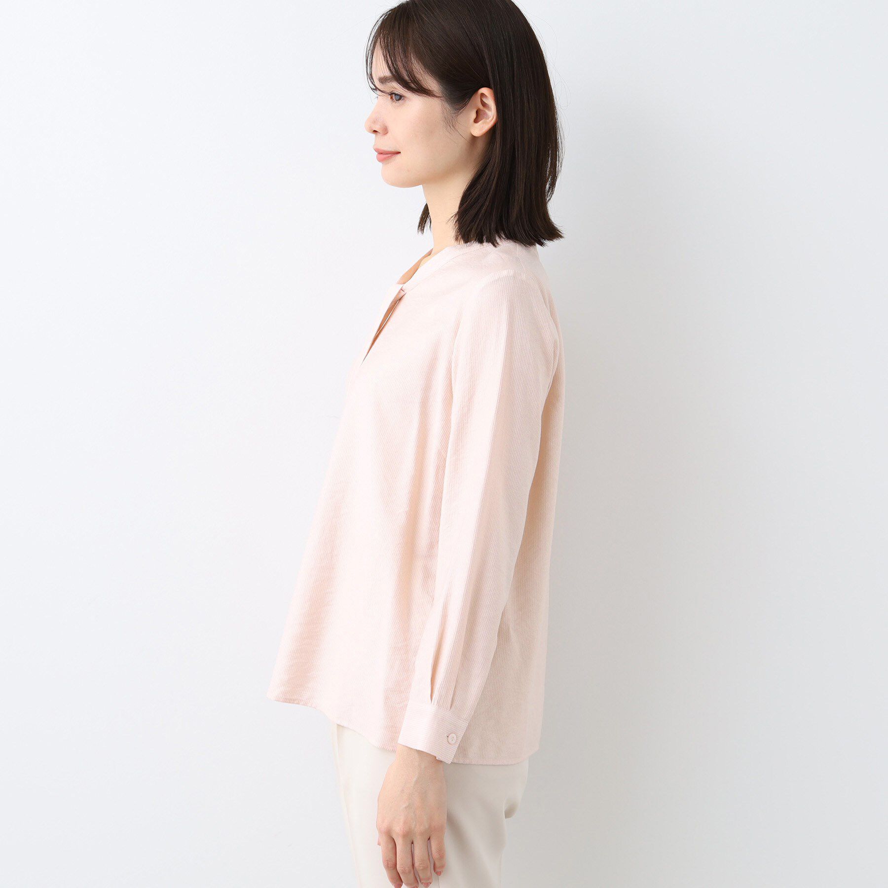 INDIVI「【洗える】ストライプドビー ボウタイブラウス」|シャツ・ブラウス|