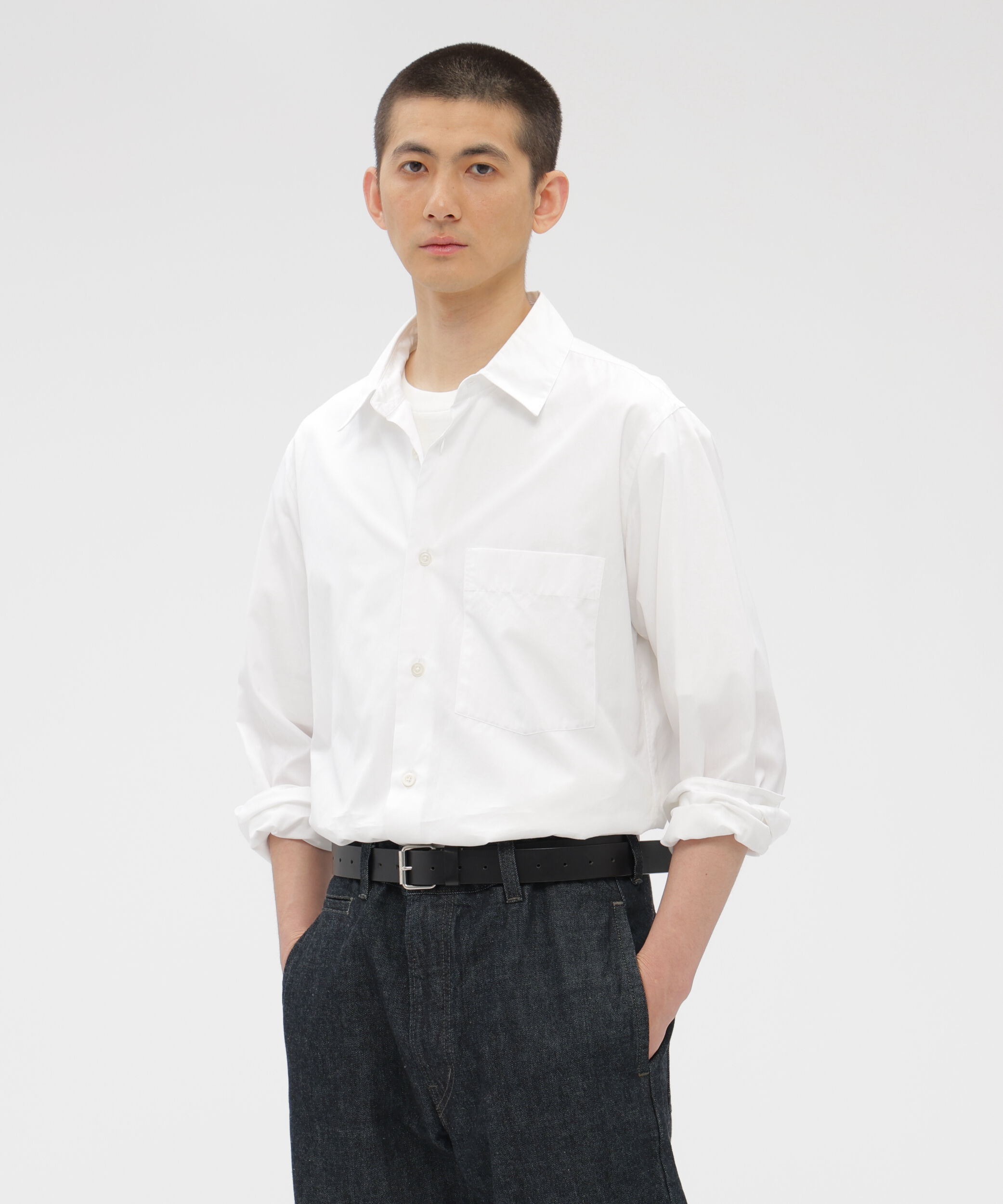 MARGARET HOWELL「PLAIN COTTON POPLIN SHIRT」|シャツ・ブラウス|WHITE