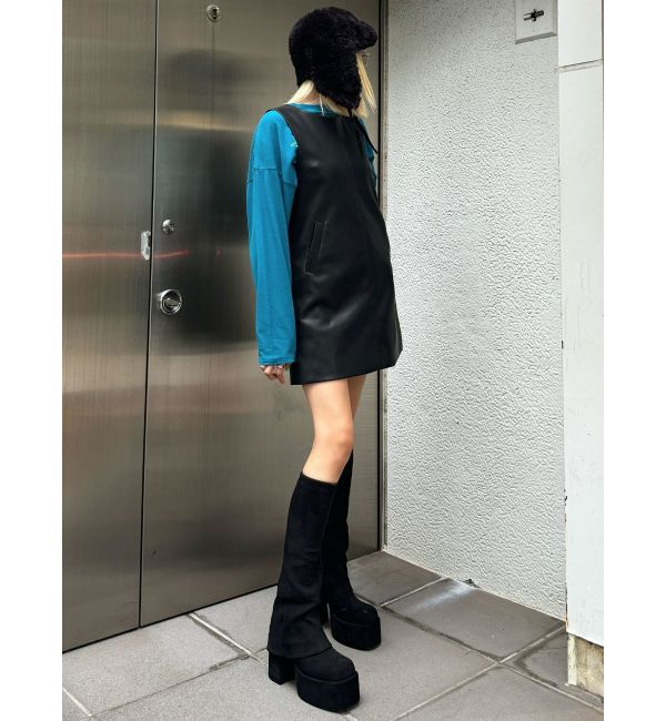 EMODA「Aラインフェイクレザーワンピース」|ワンピース|